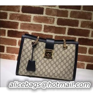 Original Cheap Gucci Padlock GG Canvas Medium Shoulder Bag 479197 Black 2024