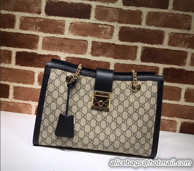 Original Cheap Gucci Padlock GG Canvas Medium Shoulder Bag 479197 Black 2024