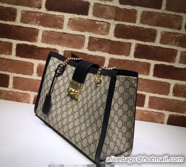 Original Cheap Gucci Padlock GG Canvas Medium Shoulder Bag 479197 Black 2024