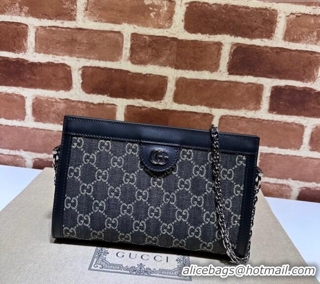 New Cheap Gucci Ophidia GG Denim Small Shoulder Bag 503877 Black 2024