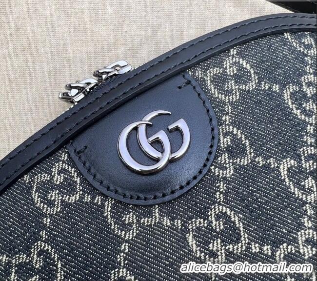 Low Cost Gucci Ophidia Jumbo GG Denim Small Shoulder bag 499621 Black 2024