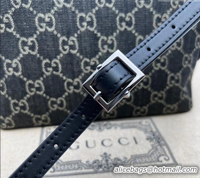 Low Cost Gucci Ophidia Jumbo GG Denim Small Shoulder bag 499621 Black 2024