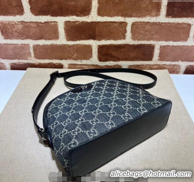 Low Cost Gucci Ophidia Jumbo GG Denim Small Shoulder bag 499621 Black 2024