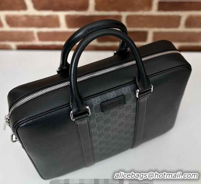 Original Cheap Gucci Mens Medium GG Briefcase bag with tag 795461 Black 2024