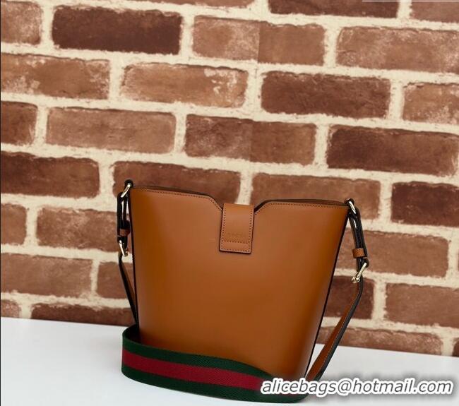 Buy Inexpensive Gucci Leather Mini Bucket Shoulder bag 782908 Light Brown 2024