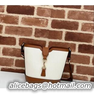Top Quality Gucci Mini Bucket Shoulder bag in Leather and Canvas 782908 White/Brown 2024