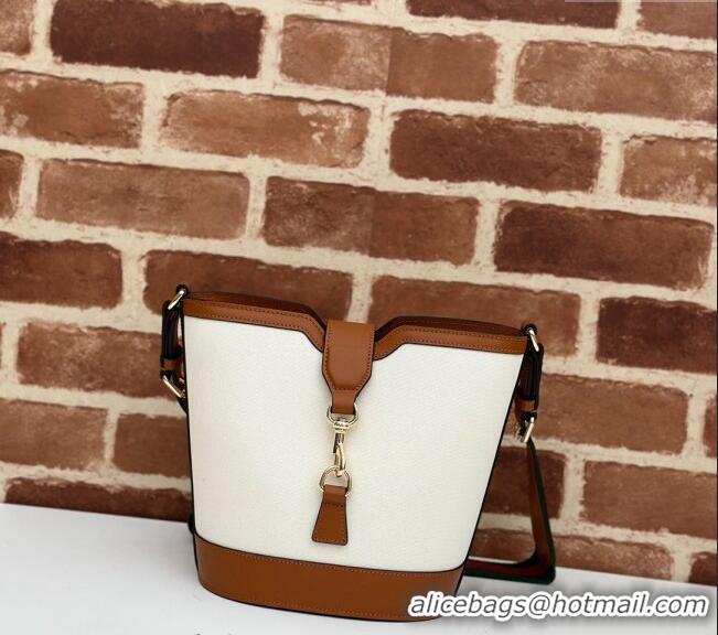 Top Quality Gucci Mini Bucket Shoulder bag in Leather and Canvas 782908 White/Brown 2024