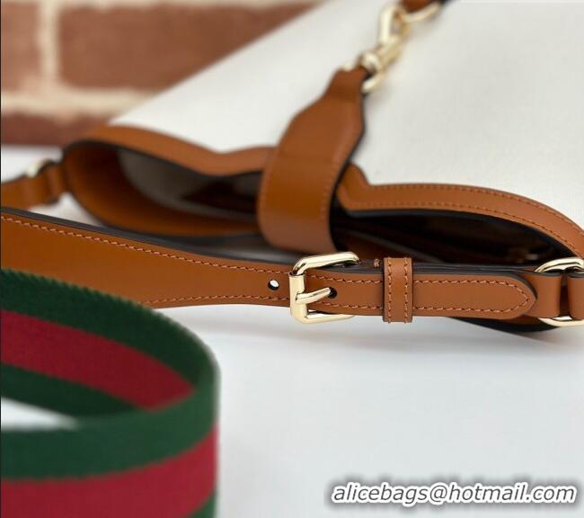 Top Quality Gucci Mini Bucket Shoulder bag in Leather and Canvas 782908 White/Brown 2024