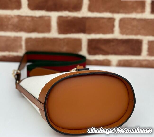 Top Quality Gucci Mini Bucket Shoulder bag in Leather and Canvas 782908 White/Brown 2024