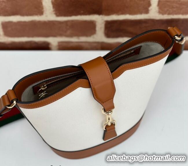 Top Quality Gucci Mini Bucket Shoulder bag in Leather and Canvas 782908 White/Brown 2024