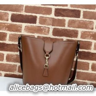 Buy Discount Gucci Leather Medium Bucket Shoulder bag 782904 Brown 2024