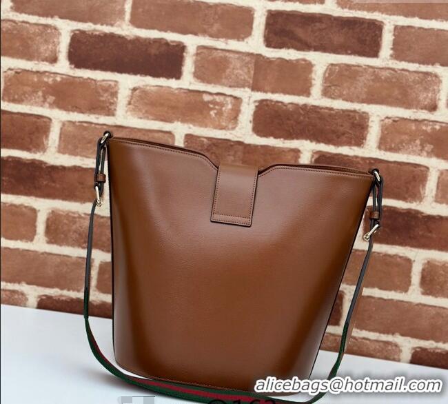 Buy Discount Gucci Leather Medium Bucket Shoulder bag 782904 Brown 2024