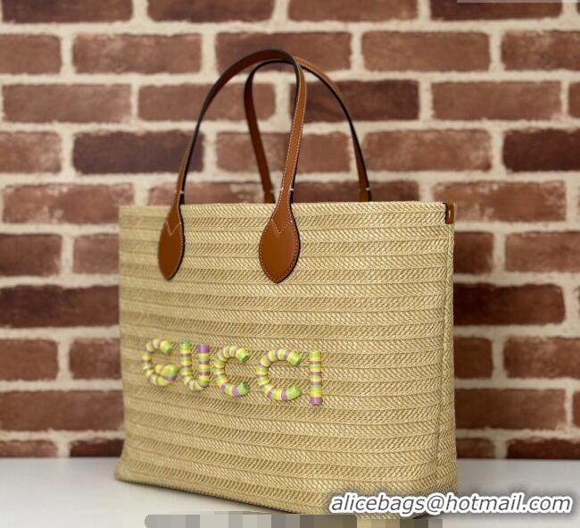 Reasonable Price Gucci Medium Straw-Effect Tote bag 779666 Beige 2024