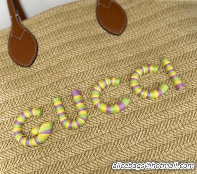 Reasonable Price Gucci Medium Straw-Effect Tote bag 779666 Beige 2024