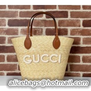 Promotional Gucci Medium Straw Tote bag with Gucci 779530 Beige 2024