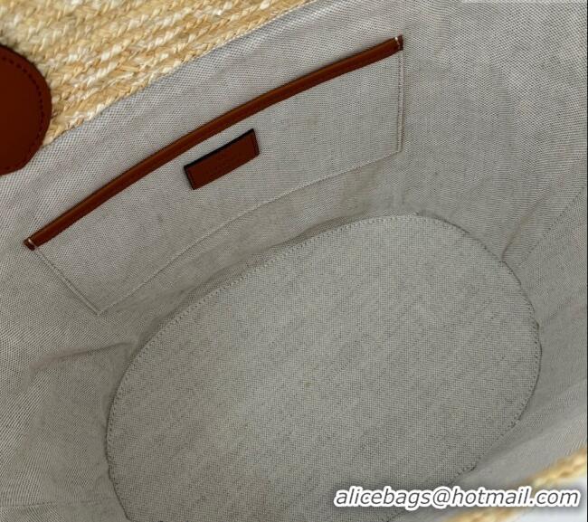 Promotional Gucci Medium Straw Tote bag with Gucci 779530 Beige 2024