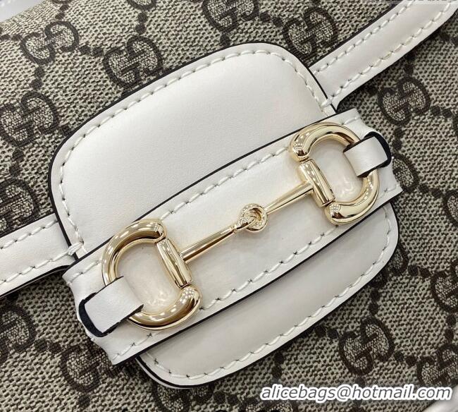 Famous Brand Gucci Horsebit 1955 GG Canvas Mini Shoulder Bag 815205 White 2024