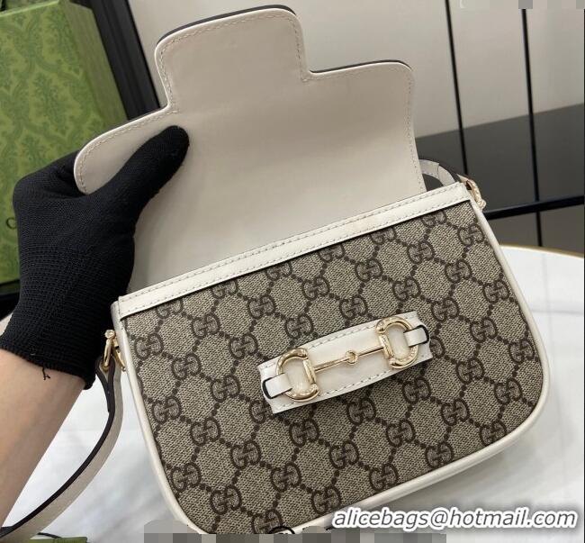 Famous Brand Gucci Horsebit 1955 GG Canvas Mini Shoulder Bag 815205 White 2024