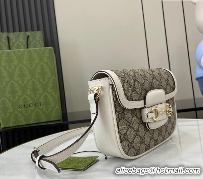 Famous Brand Gucci Horsebit 1955 GG Canvas Mini Shoulder Bag 815205 White 2024