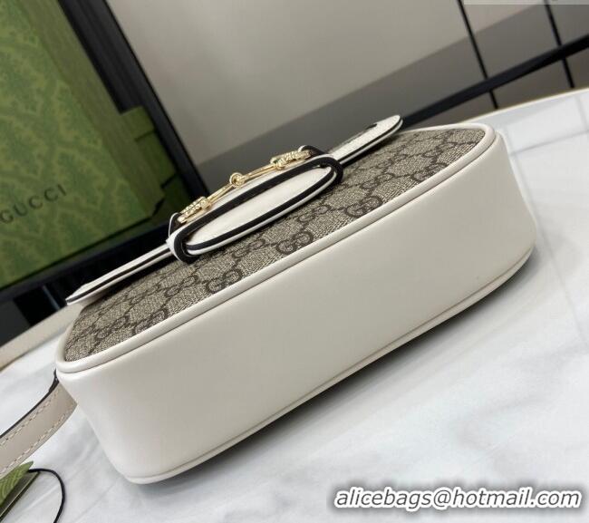 Famous Brand Gucci Horsebit 1955 GG Canvas Mini Shoulder Bag 815205 White 2024