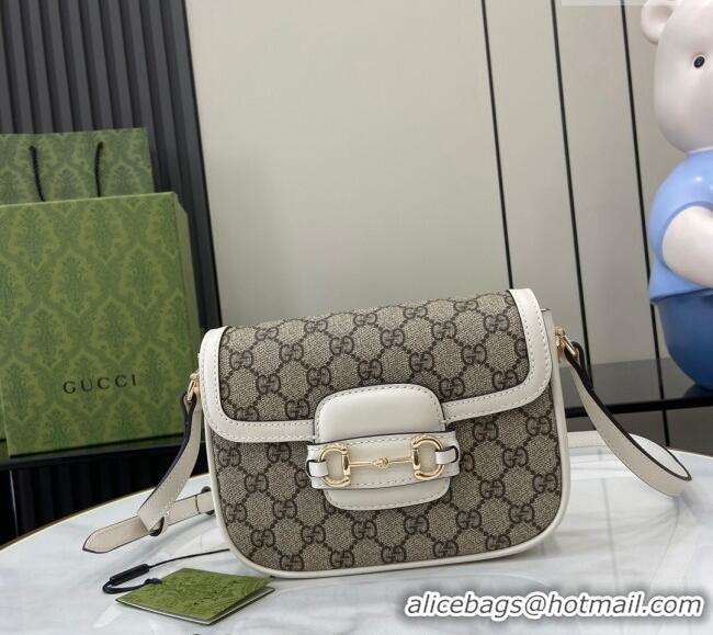 Famous Brand Gucci Horsebit 1955 GG Canvas Mini Shoulder Bag 815205 White 2024