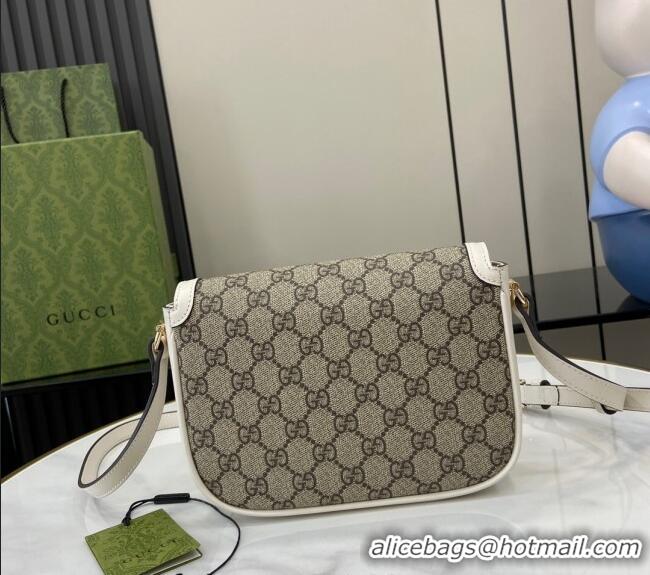 Famous Brand Gucci Horsebit 1955 GG Canvas Mini Shoulder Bag 815205 White 2024