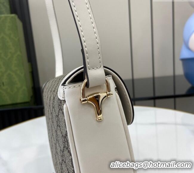 Famous Brand Gucci Horsebit 1955 GG Canvas Mini Shoulder Bag 815205 White 2024