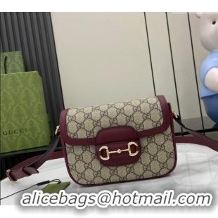 Reasonable Price Gucci Horsebit 1955 GG Canvas Mini Shoulder Bag 815205 Burgundy 2024