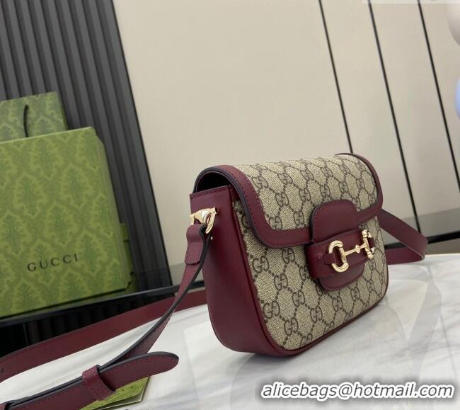 Reasonable Price Gucci Horsebit 1955 GG Canvas Mini Shoulder Bag 815205 Burgundy 2024