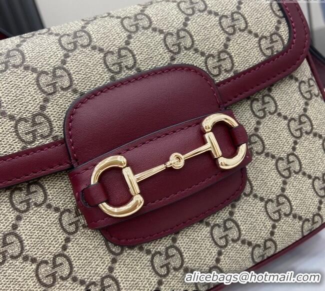 Reasonable Price Gucci Horsebit 1955 GG Canvas Mini Shoulder Bag 815205 Burgundy 2024