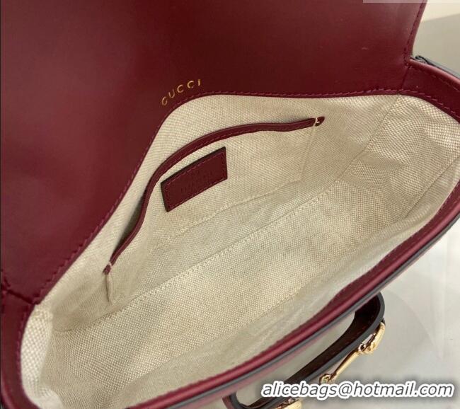 Reasonable Price Gucci Horsebit 1955 GG Canvas Mini Shoulder Bag 815205 Burgundy 2024