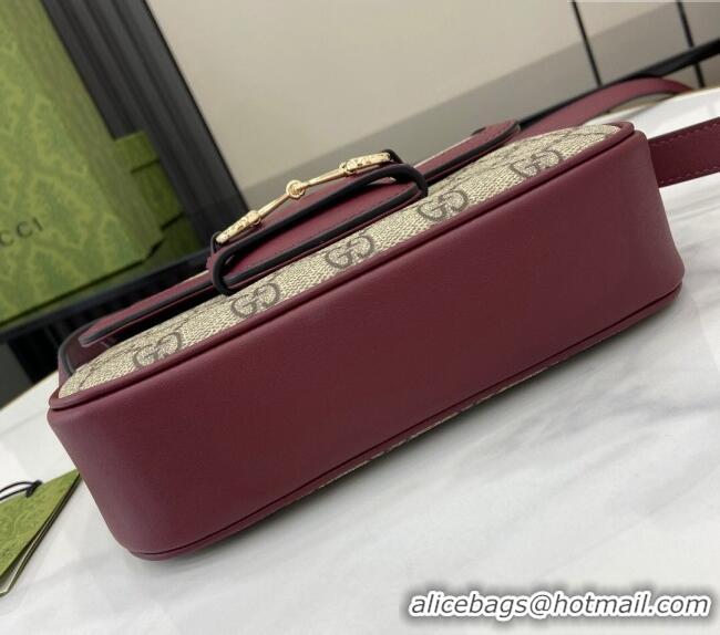 Reasonable Price Gucci Horsebit 1955 GG Canvas Mini Shoulder Bag 815205 Burgundy 2024