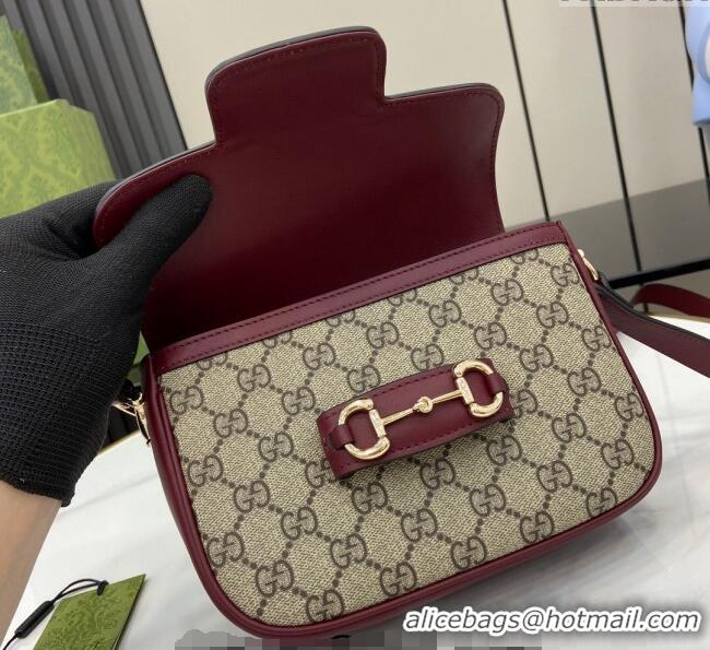Reasonable Price Gucci Horsebit 1955 GG Canvas Mini Shoulder Bag 815205 Burgundy 2024