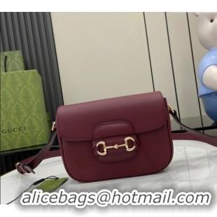 Super Quality Gucci Horsebit 1955 Leather Mini Shoulder Bag 815205 Burgundy 2024