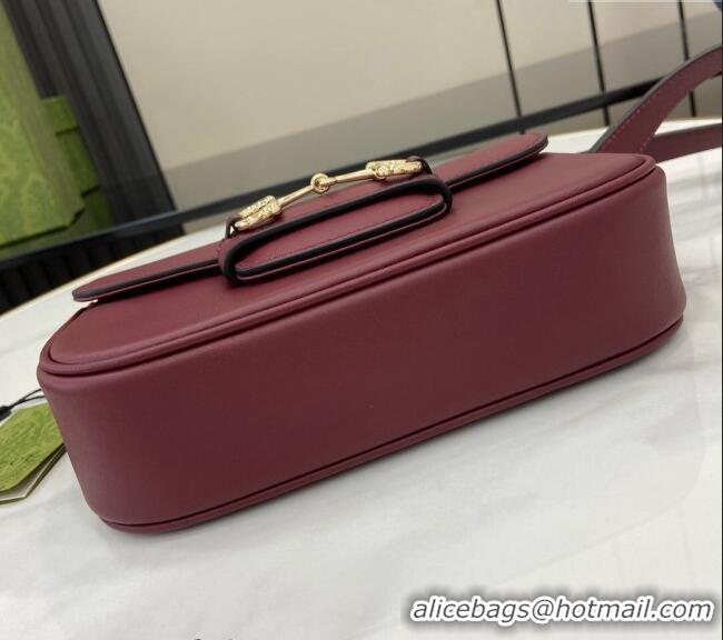 Super Quality Gucci Horsebit 1955 Leather Mini Shoulder Bag 815205 Burgundy 2024
