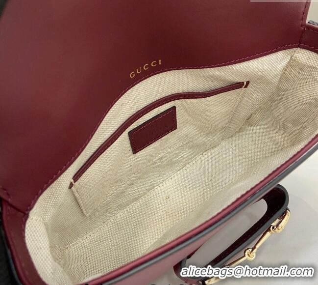 Super Quality Gucci Horsebit 1955 Leather Mini Shoulder Bag 815205 Burgundy 2024