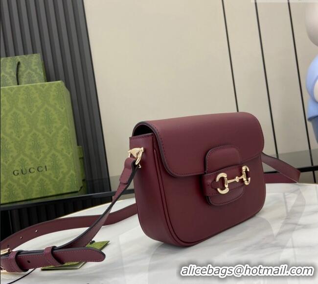 Super Quality Gucci Horsebit 1955 Leather Mini Shoulder Bag 815205 Burgundy 2024