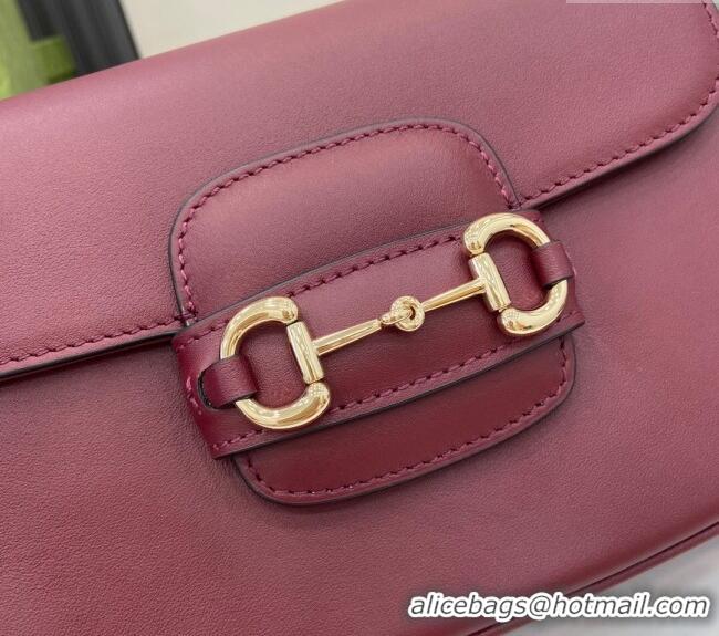 Super Quality Gucci Horsebit 1955 Leather Mini Shoulder Bag 815205 Burgundy 2024