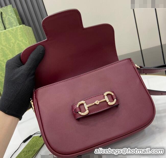Super Quality Gucci Horsebit 1955 Leather Mini Shoulder Bag 815205 Burgundy 2024