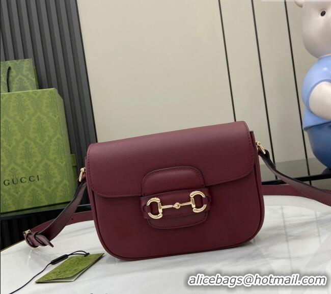 Super Quality Gucci Horsebit 1955 Leather Mini Shoulder Bag 815205 Burgundy 2024