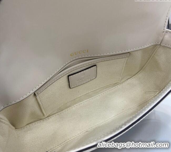 Top Quality Gucci Horsebit 1955 GG Canvas Small Top Handle Bag 815206 White 2024