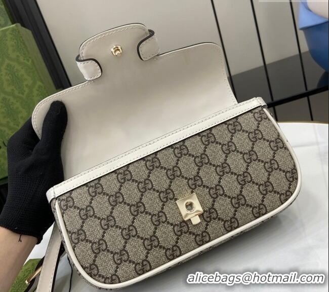 Top Quality Gucci Horsebit 1955 GG Canvas Small Top Handle Bag 815206 White 2024