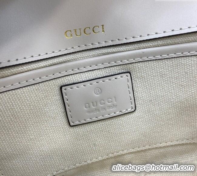 Top Quality Gucci Horsebit 1955 GG Canvas Small Top Handle Bag 815206 White 2024