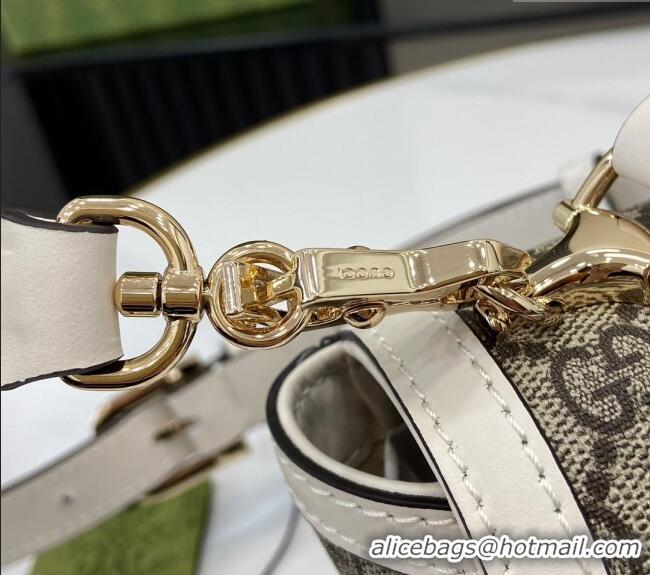 Top Quality Gucci Horsebit 1955 GG Canvas Small Top Handle Bag 815206 White 2024
