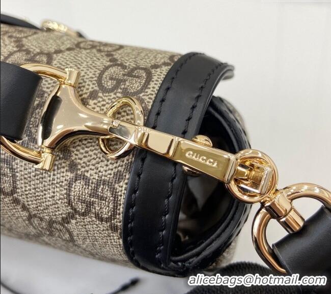 Luxury Cheap Gucci Horsebit 1955 GG Canvas Small Top Handle Bag 815206 Black 2024