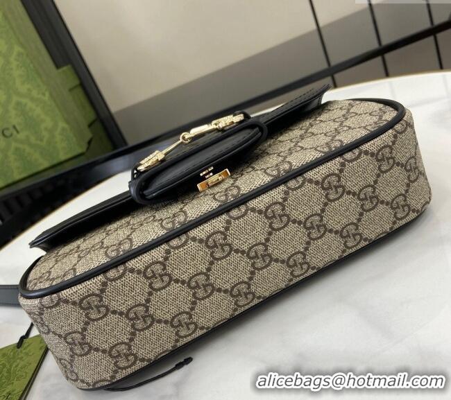 Luxury Cheap Gucci Horsebit 1955 GG Canvas Small Top Handle Bag 815206 Black 2024