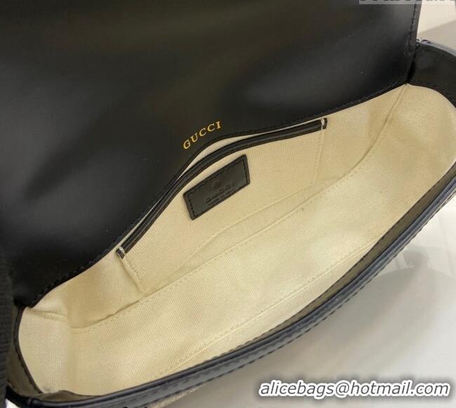 Luxury Cheap Gucci Horsebit 1955 GG Canvas Small Top Handle Bag 815206 Black 2024