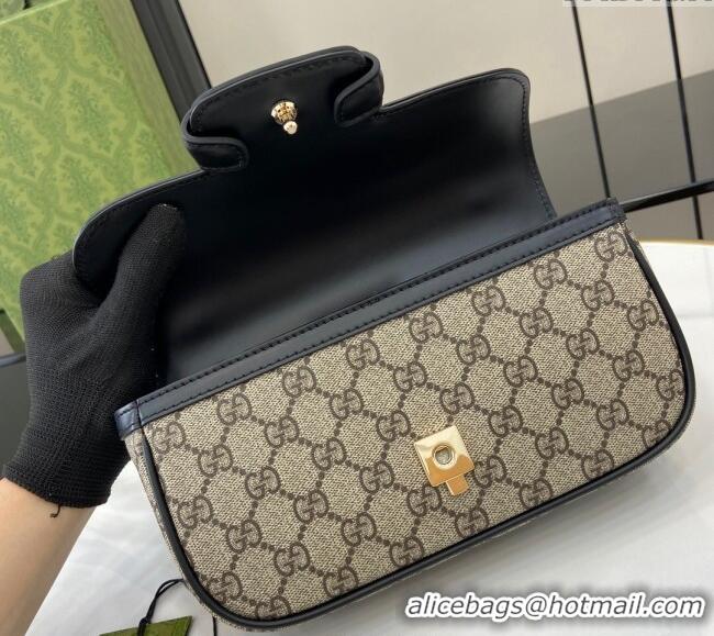 Luxury Cheap Gucci Horsebit 1955 GG Canvas Small Top Handle Bag 815206 Black 2024