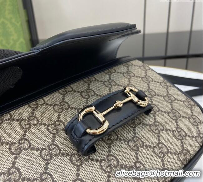 Luxury Cheap Gucci Horsebit 1955 GG Canvas Small Top Handle Bag 815206 Black 2024