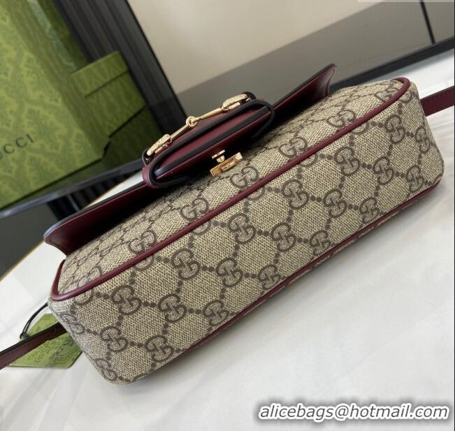 Promotional Gucci Horsebit 1955 GG Canvas Small Top Handle Bag 815206 Burgundy 2024